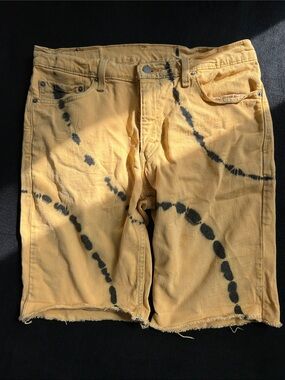 Levi's Yellow Tie-Dye Denim Shorts with Black Accents